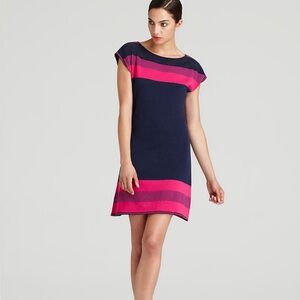 Lilly Pulitzer Kinley Sweater Dress navy blue pink stripe women’s size small